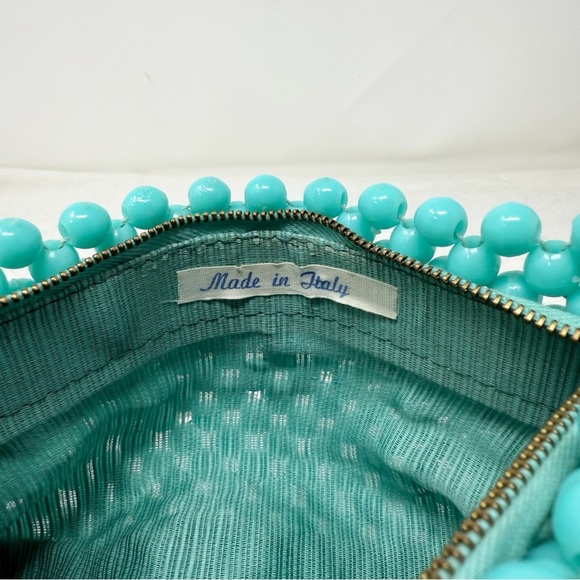 Prentice Vintage Made in Italy Turquoise Beaded Shoulder Bag Purse Handbag - Picture 5 of 16